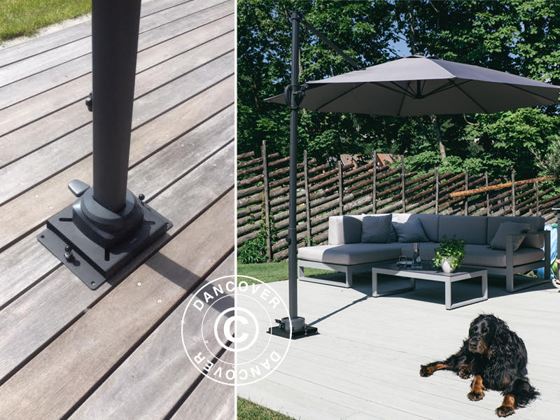 Parasollfot hengeparasoll til terrasse i tre, 25x25cm, Svart