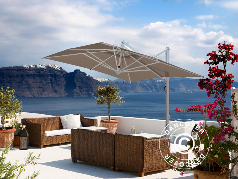 Hengeparasoll Galileo White, 3x3m, Grå taupe