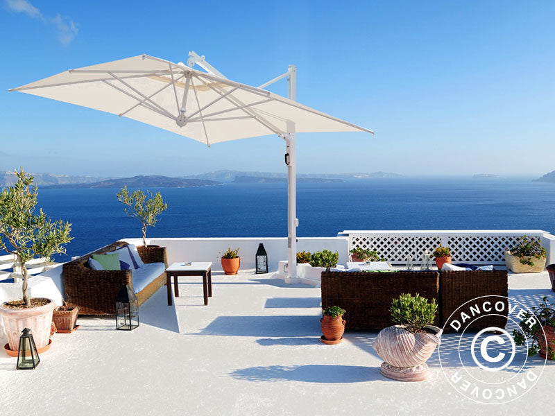 Hengeparasoll Galileo White, 3,5x3,5m, Linfarget