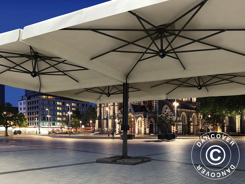 Hengeparasoll Alu Poker med kappe, 4-dobbel, 6x6m, Linfarget