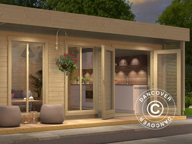 Hytte i tre Vienna, 5,7x3,8x2,45m, 40mm, Naturlig