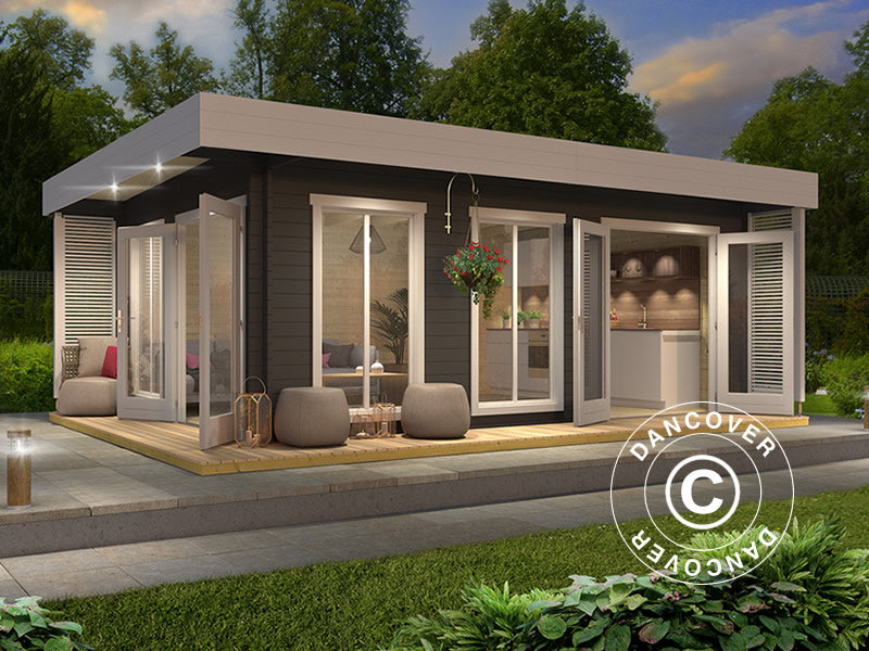 Hytte i tre Vienna, 5,7x3,8x2,45m, 40mm, Mørkegrå