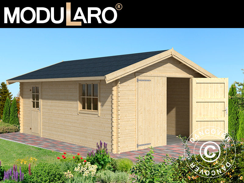 Garasje av tre, Rauma, 3,8x5,4x2,74m, 40mm, Naturlig