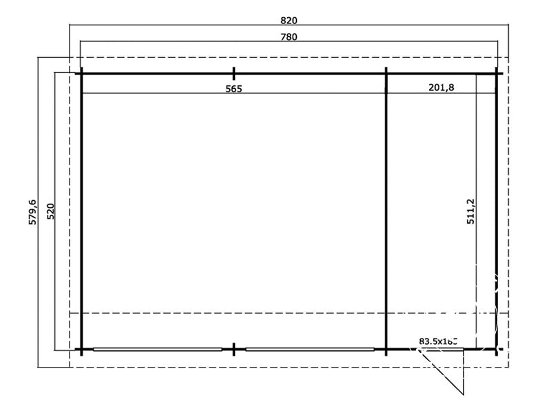 Dobbeltgarasje, carport i tre, Vaasa, 7,8x5,2x3,21m, 44mm, Mørkegrå