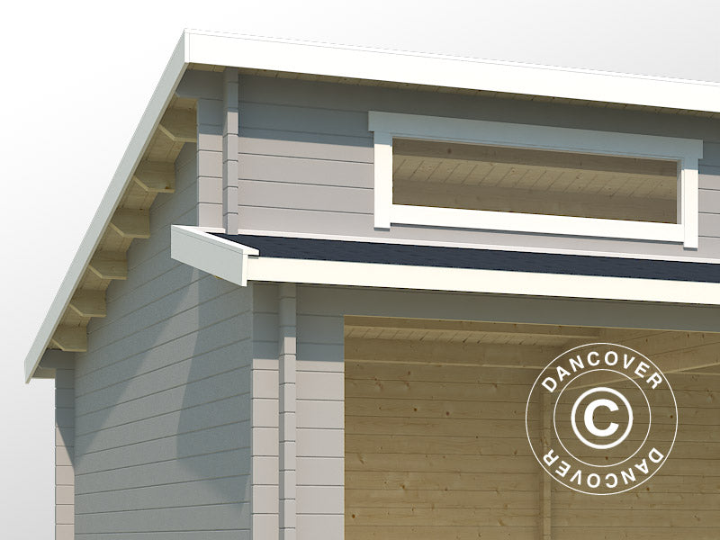 Dobbeltgarasje, carport i tre Vaasa, 7,8x5,2x3,21m, 44mm, Lysegrå