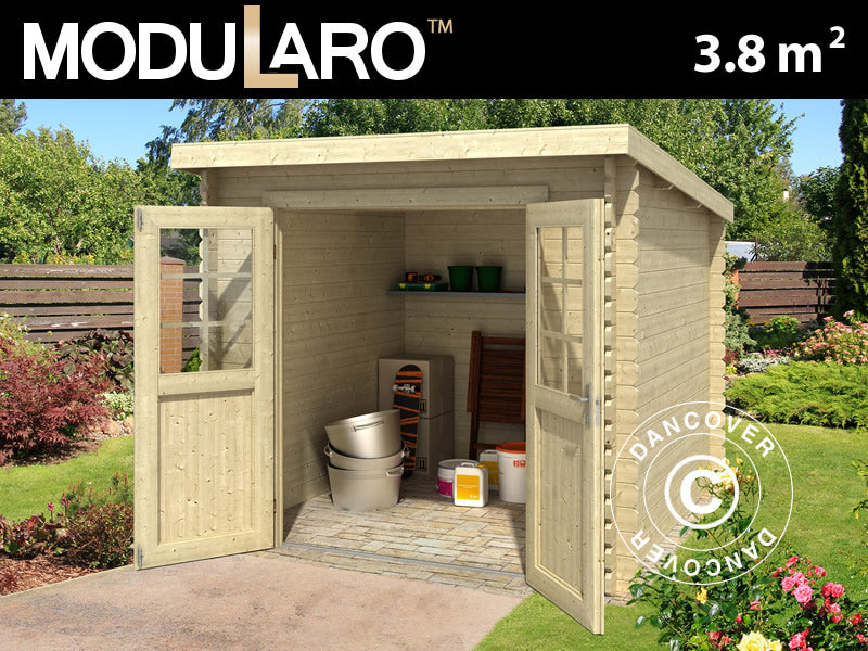 Redskapsbod i tre Hagen 2,3x1,75x2,11m, 28mm, 3,8m², Naturlig