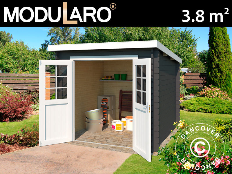 Redskapsbod i tre Hagen 2,3x1,75x2,11m, 28mm, 3,8m², Mørkegrå