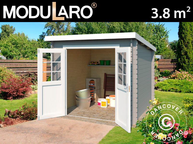 Redskapsbod i tre Hagen 2,3x1,75x2,11m, 28mm, 3,8m², Lysegrå