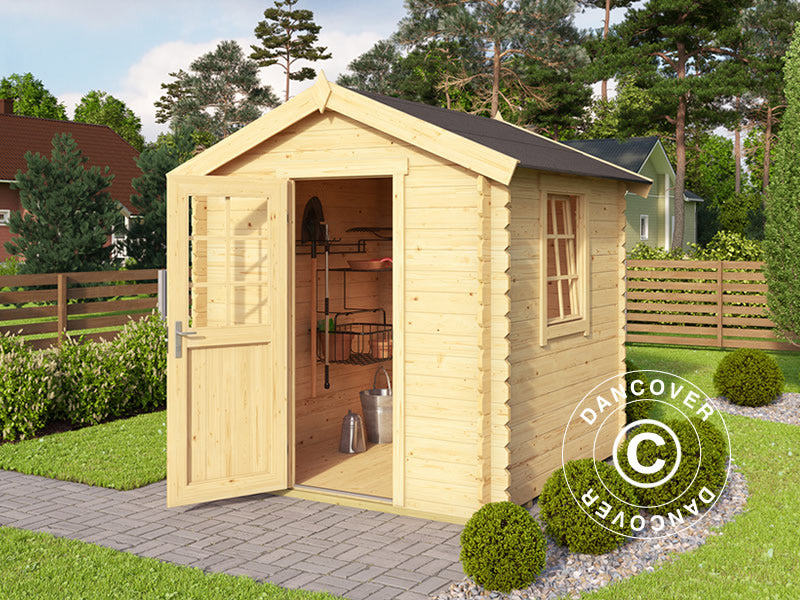 Redskapsbod i tre Lyon 2x2x2,34m, 28mm, 3,78m², Naturlig