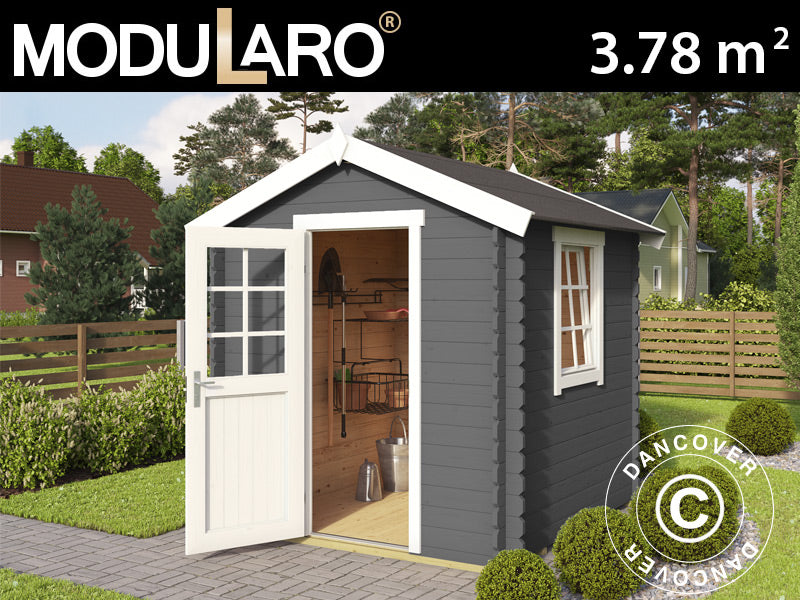 Redskapsbod i tre Lyon 2x2x2,34m, 28mm, 3,78m², Mørkegrå