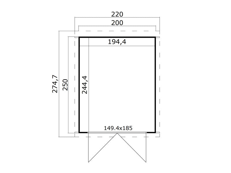 Redskapsbod i tre Torrent 2x2,5x2,11m, 28mm, 4,75m², Lysegrå