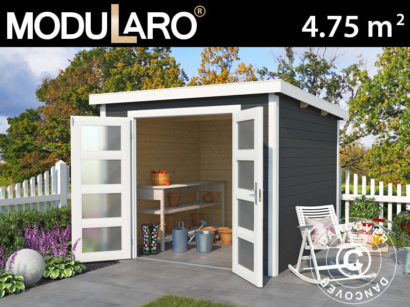 Redskapsbod i tre Torrent 2,5x2x2,11m, 28mm, 4,75m², Mørkegrå