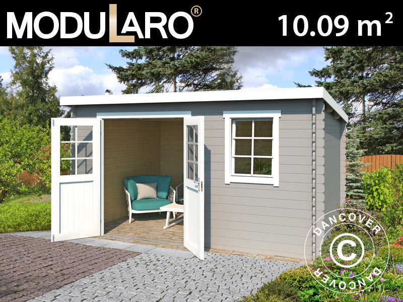 Redskapsbod i tre, Asker 3,8x2,75x2,11m, 28mm, 10,09m², Lysegrå