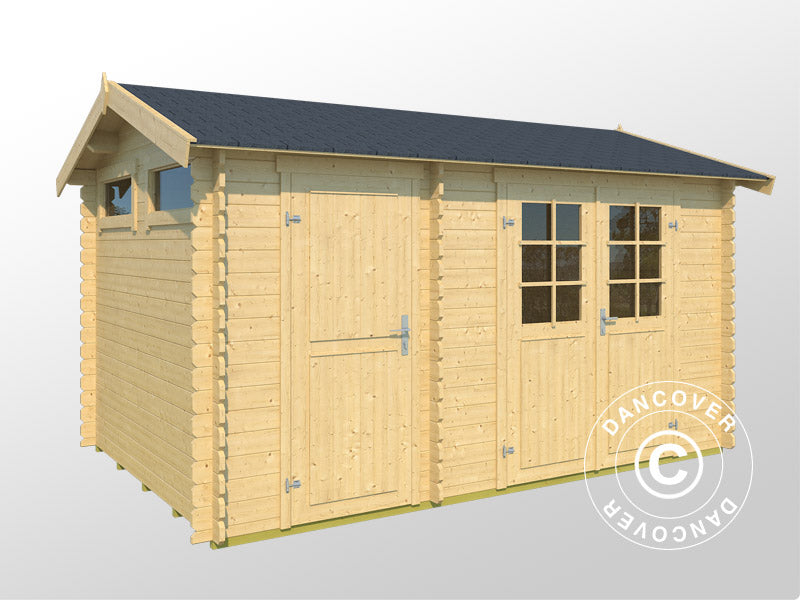 Redskapsbod i tre, Narva 3,8x2,5x2,39m, 28mm, 9,3m², Naturlig