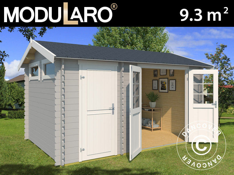 Redskapsbod i tre, Narva 3,8x2,5x2,39m, 28mm, 9,3m², Lysegrå