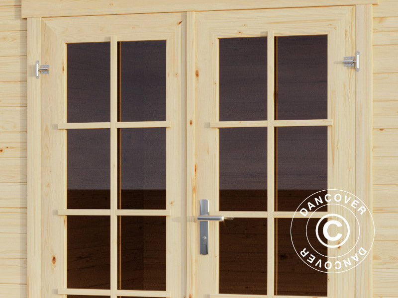 Redskapsbod, hytte i tre, Riga 4,25x2,8x2,22m, 34mm, 11,3m², Naturlig