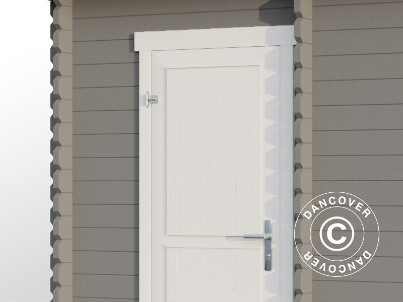 Redskapsbod, hytte i tre, Riga 4,25x2,8x2,22m, 34mm, 11,3m², Lysegrå