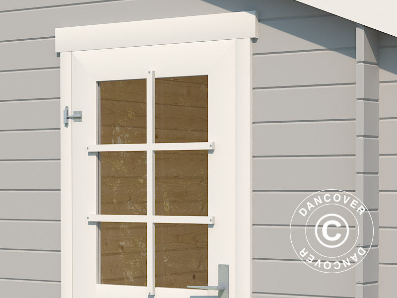 Redskapsbod mot vegg i tre, Vanda 1,8x2,75x2,68m, 28mm, 4,7m², Lysegrå