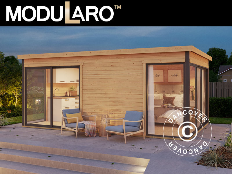 Hytte i tre Geneva, 5,09x3,22x2,39m, 44mm, Naturlig