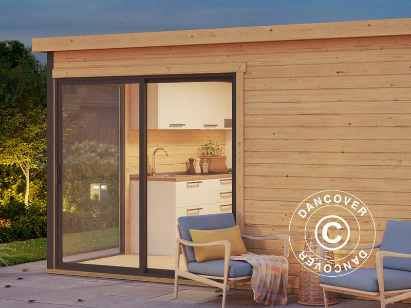 Hytte i tre Geneva, 5,09x3,22x2,39m, 44mm, Naturlig