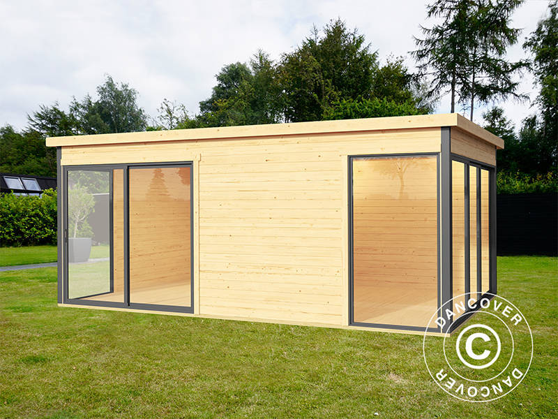 Hytte i tre Geneva, 5,09x3,22x2,39m, 44mm, Naturlig