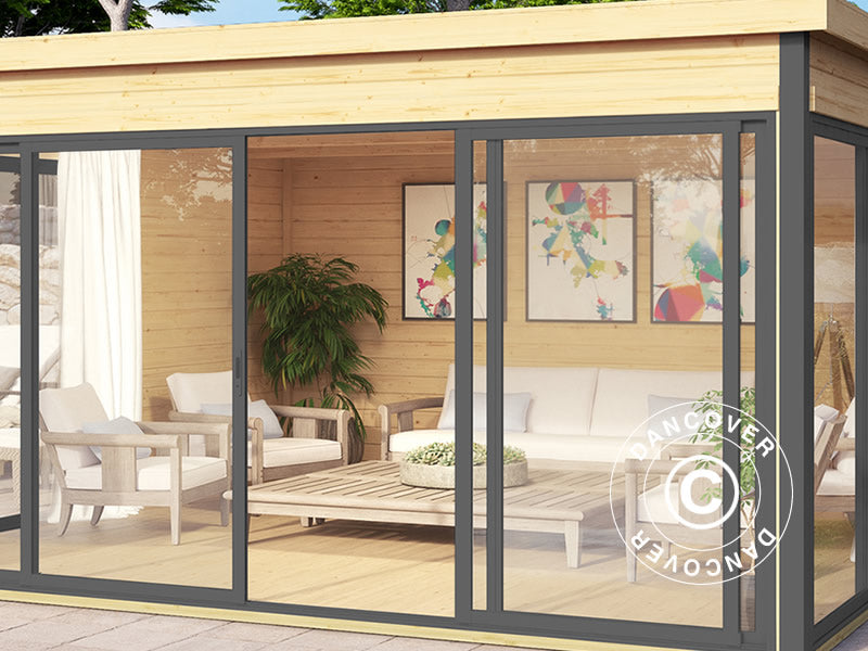 Hytte i tre Geneva, 4,18x4,18x2,39m, 44mm, Naturlig