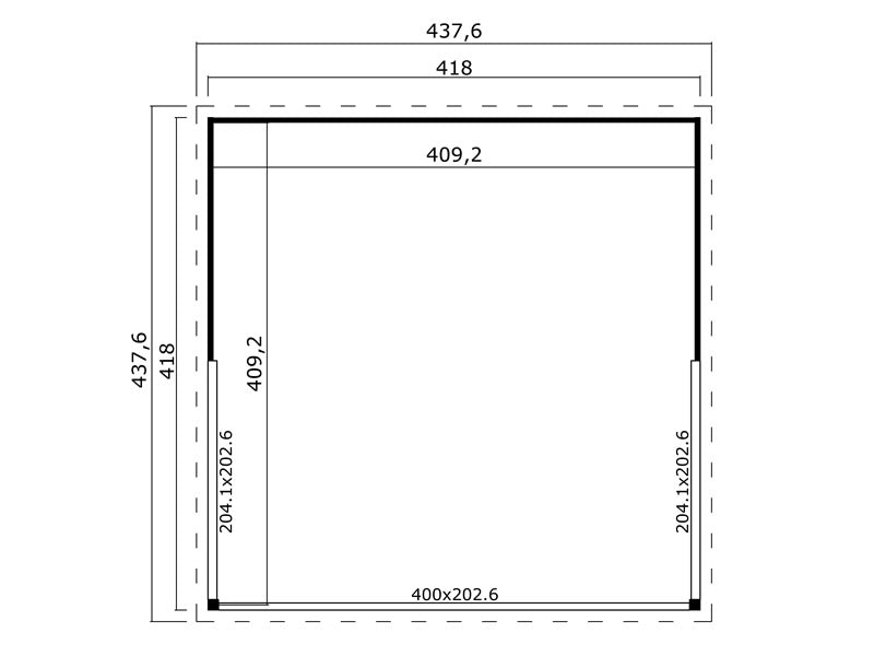 Hytte i tre Geneva, 4,18x4,18x2,39m, 44mm, Lysegrå