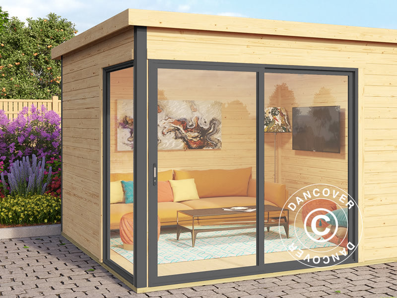 Hytte i tre Set Geneva, 3x3x2,39m, 44mm, Naturlig