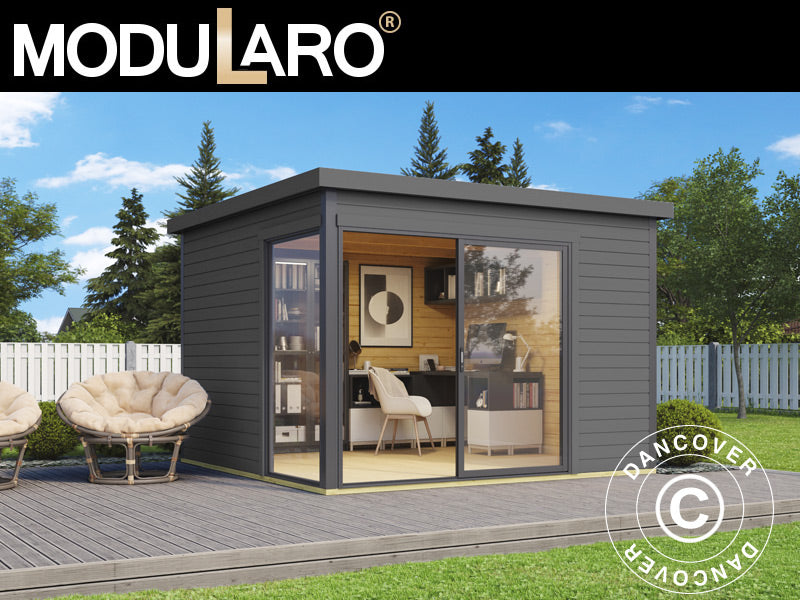 Hytte i tre Set Geneva, 3x3x2,39m, 44mm, Mørkegrå