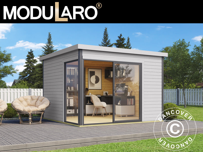 Hytte i tre Set Geneva, 3x3x2,39m, 44mm, Lysegrå