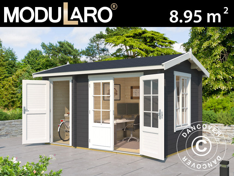 Hytte med redskapsbod i tre, Maardu 3,9x2,4x2,51m, 44mm, Mørkegrå