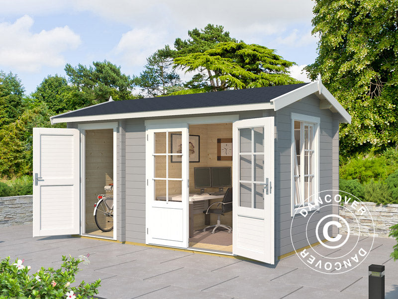 Hytte med redskapsbod i tre, Maardu 3,9x2,4x2,51m, 44mm, Lysegrå