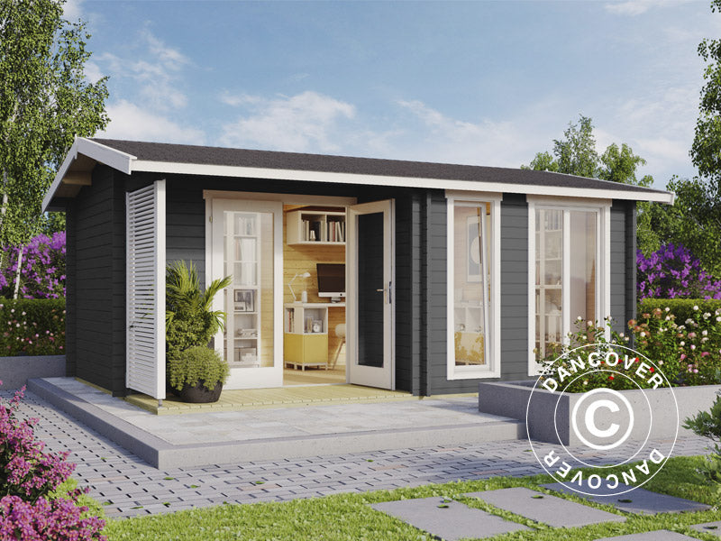 Hytte i tre, Talsi 5,2x3,7x2,51m, 44mm, Mørkegrå