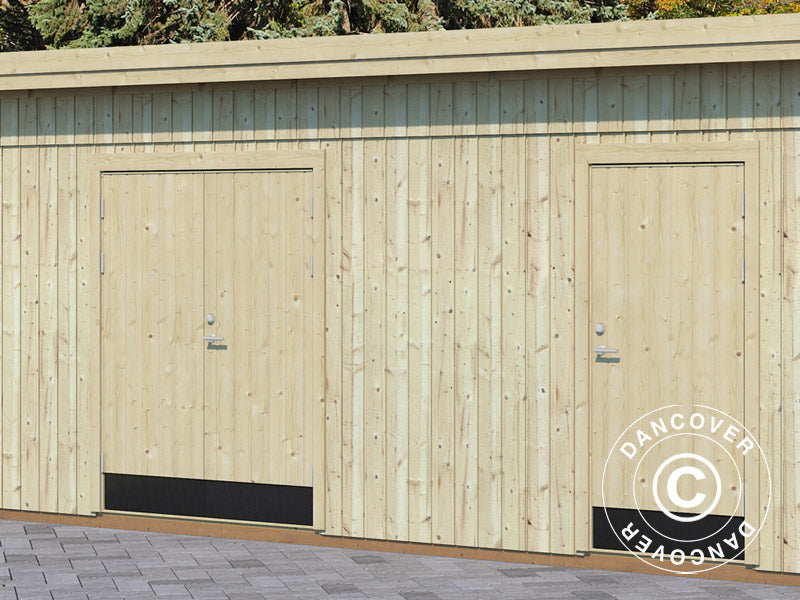 Redskapsbod i tre m/gulv, 5,61x3,3x2,59m, 16,9m², Naturlig