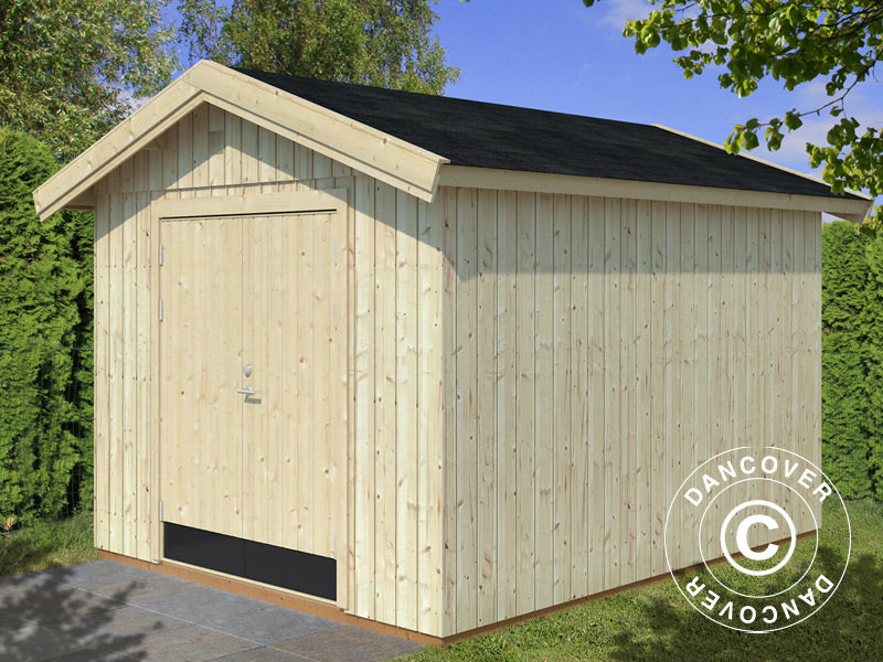 Redskapsbod i tre m/gulv, 2,75x3,44x2,67m, 8,4m², Naturlig