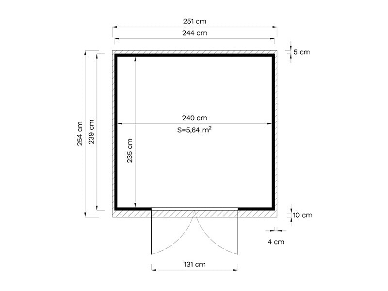 Redskapsbod i tre, Bertilo Alster 4, 2,44x2,39x2,1m, 5,83m²