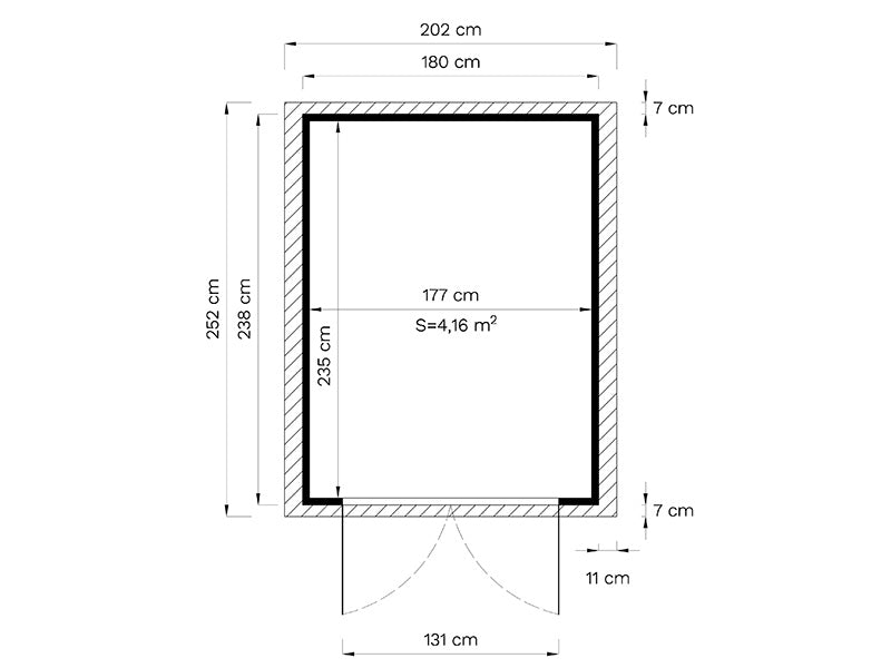 Redskapsbod i tre, Bertilo Sylt 3, 1,8x2,38x2,25m, 4,28m²