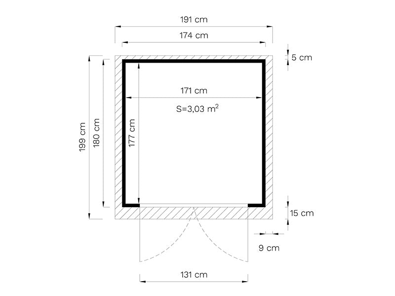 Redskapsbod i tre, Bertilo Amrum 2, 1,74x1,8x2,1m, 3,13m²