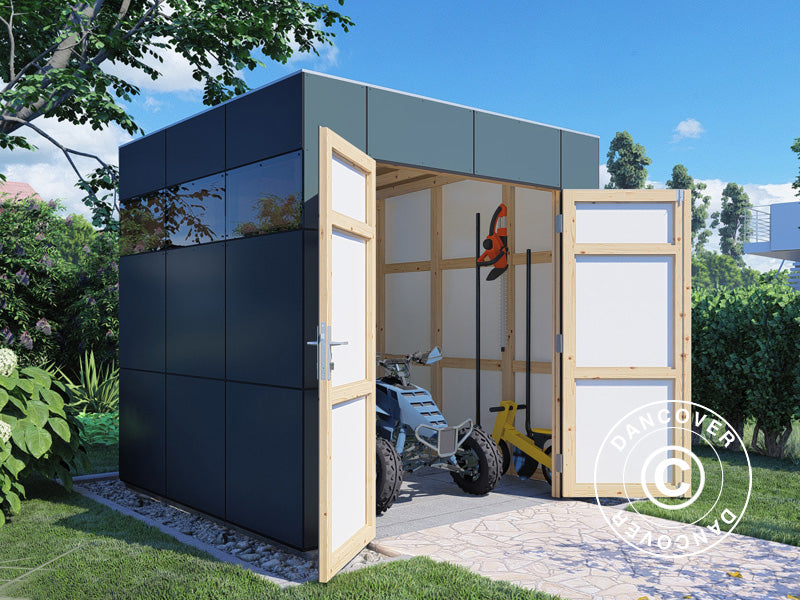 Redskapsbod i tre, Bertilo HPL 1, 2,3x2,28x2,3m, 5,24m², Antrasitt/Hvit