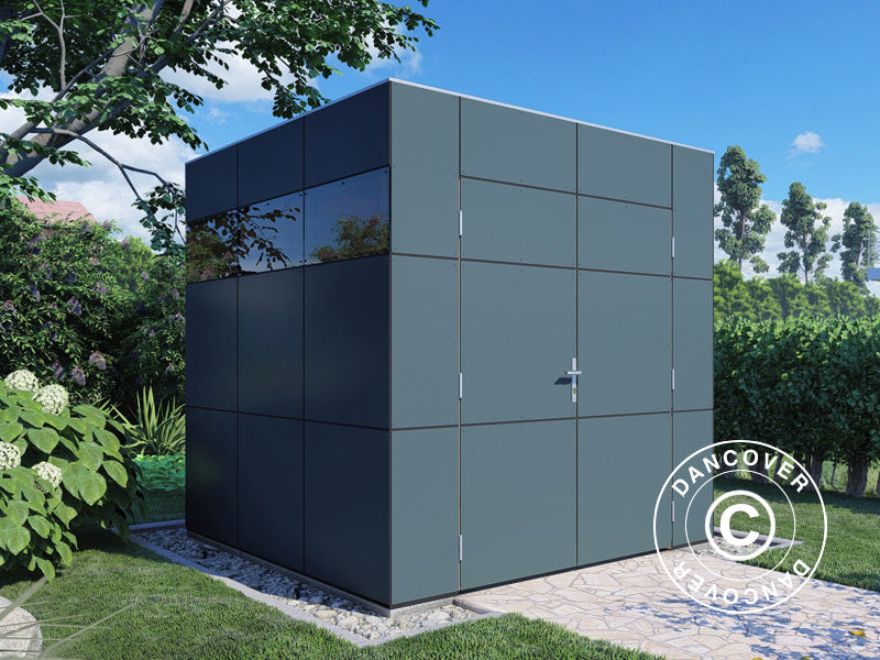 Redskapsbod i tre, Bertilo HPL 1, 2,3x2,28x2,3m, 5,24m², Antrasitt/Hvit