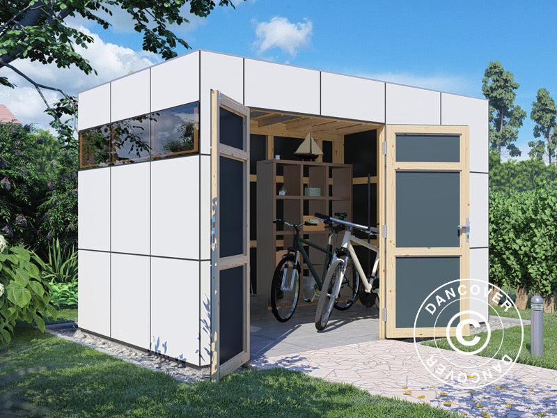 Redskapsbod i tre, Bertilo HPL 2, 3,45x2,28x2,3m, 7,86m², Antrasitt/Hvit