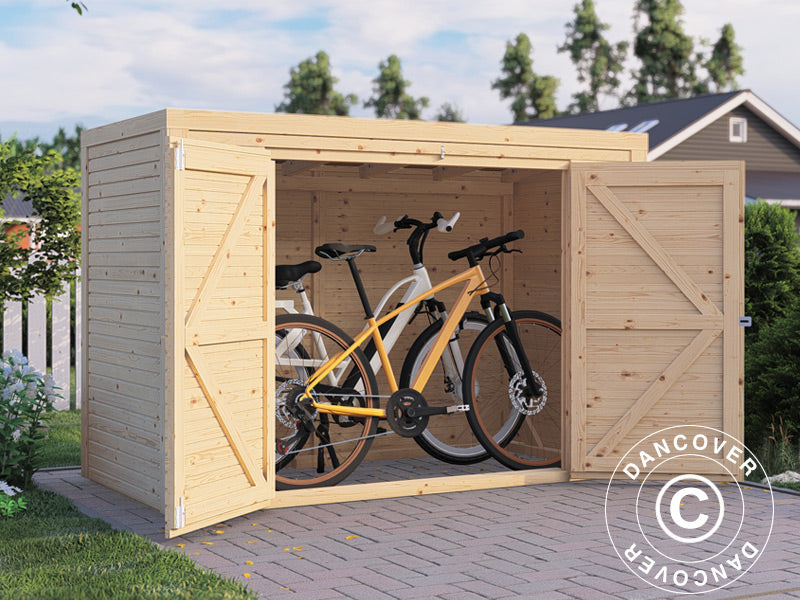 Sykkelskur i tre, Bertilo Box Bike, 2,07x1,03x1,43m, 2,1m², Naturlig
