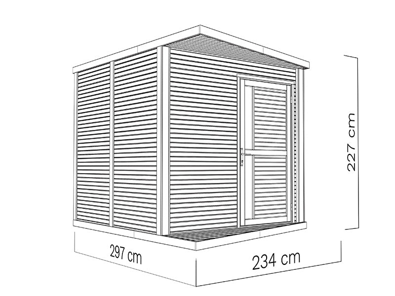 Wooden Shed, Bertilo Concept, 2.34x2.97x2.27 m, 7m², Anthracite