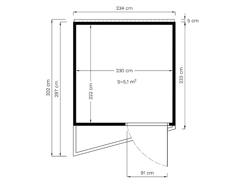 Wooden Shed, Bertilo Concept, 2.34x2.97x2.27 m, 7m², Anthracite
