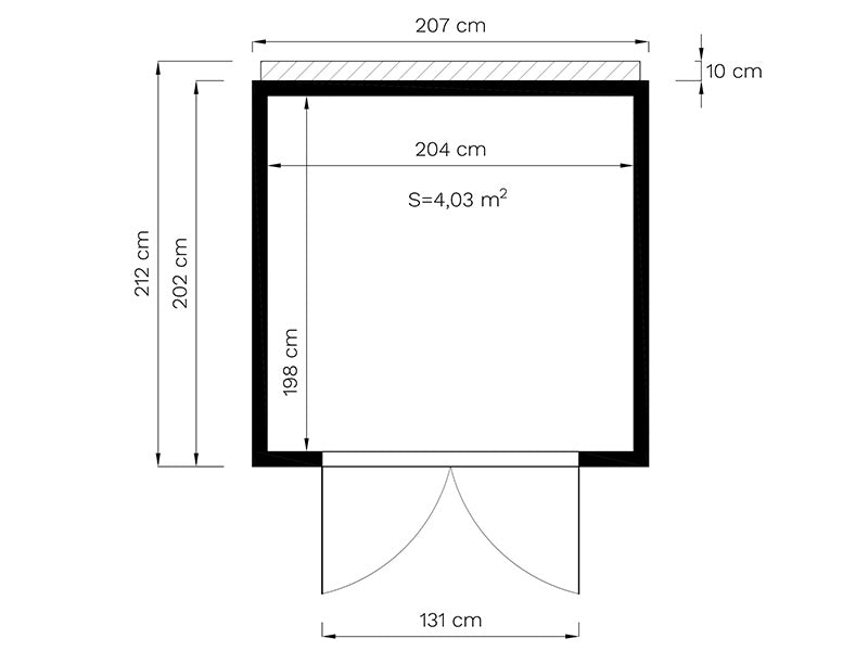 Wooden shed, Bertilo Cubico 3, 2.07x2.02x2.08 m, 4,1m², Natural