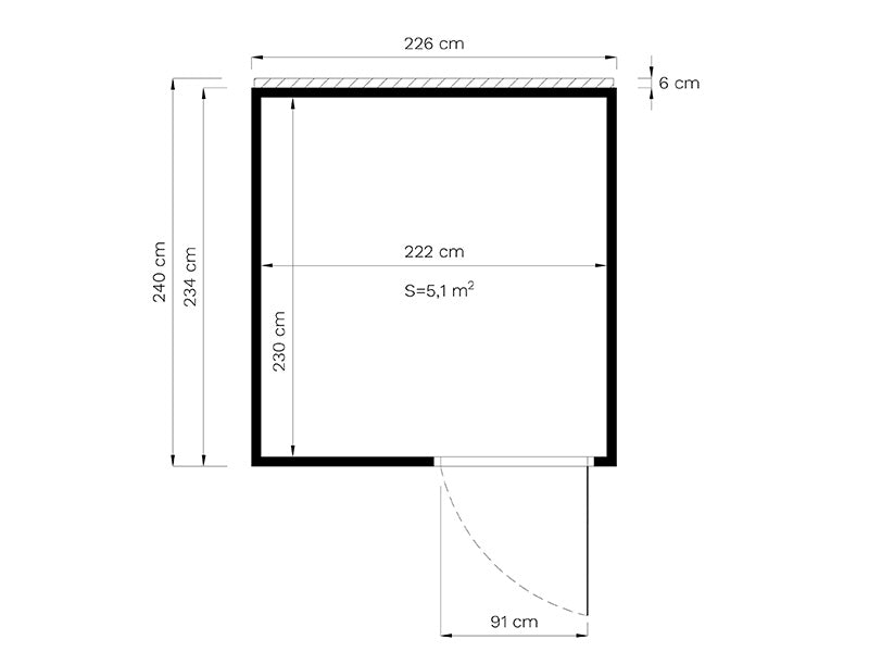 Wooden cabin, Bertilo Cubus 2O, 2.26x2.34x2.32 m, Natural