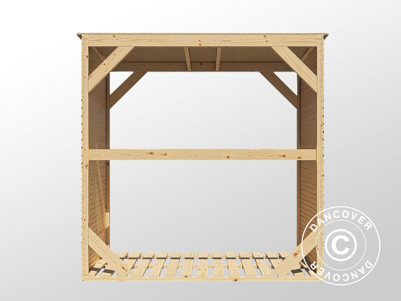 Vedskjul, Bertilo Fineline 2, 1,66x0,75x1,7m, Naturlig