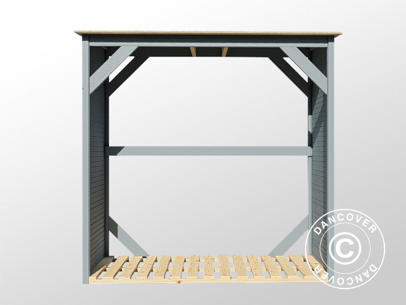 Vedskjul, Bertilo Fineline 2, 1,66x0,75x1,7m, 1,24m², Grå