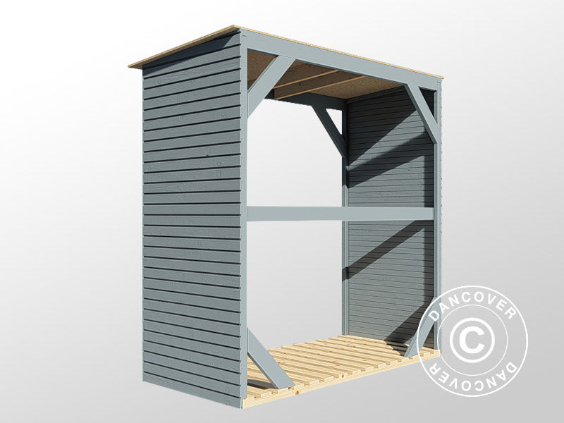 Vedskjul, Bertilo Fineline 2, 1,66x0,75x1,7m, 1,24m², Grå