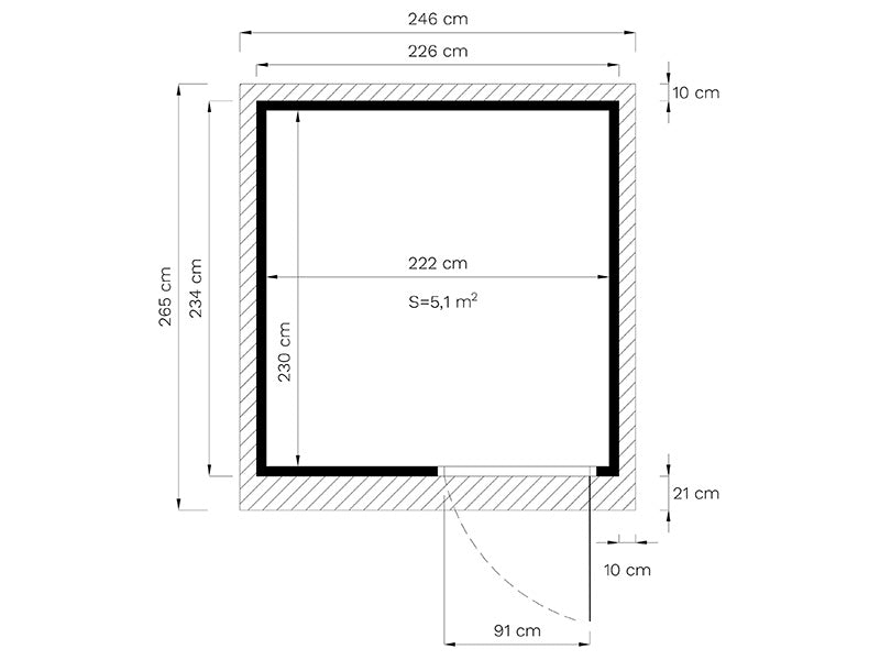 Wooden cabin, Bertilo Pentus 2O, 2.26x2.34x2.33 m, Anthracite